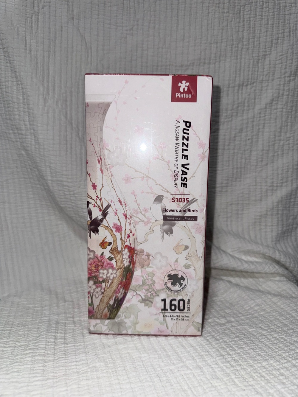 Pintoo Puzzle Vase 160pc Floral & Bird Design (Pink, Cream)